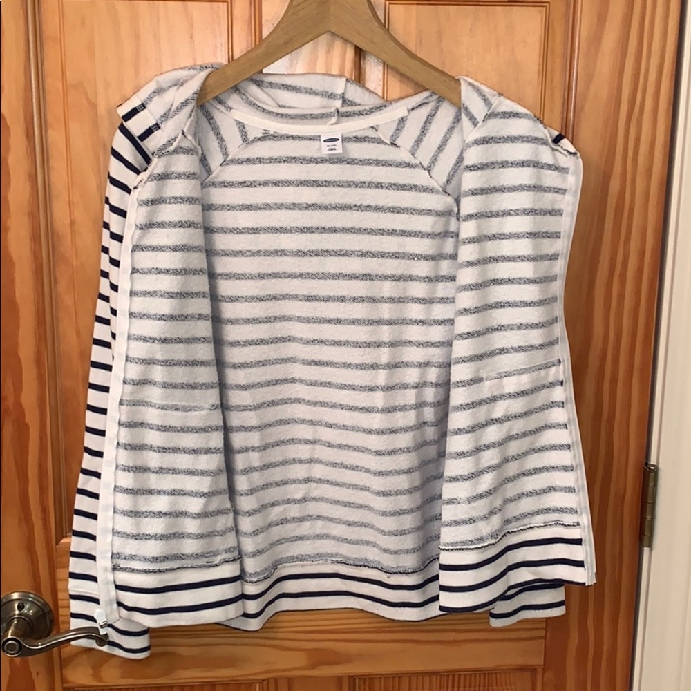 navel and white stripped zip-up sweatshirt - Picture 5 of 5